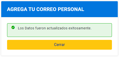 Exito en el registro de correo